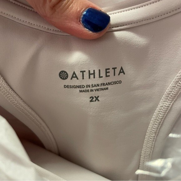 Athleta Shanti Watercolor Stripe Crop Top Tank Mortar Mushroom New Plus Size 2X - Picture 5 of 6